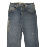 SIR BENNI MILES Mens Jeans Blue Relaxed Skinny Stone Wash W36 L32