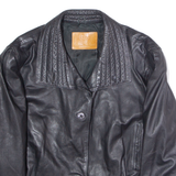 ANTOINE MARIE PASCAL Womens Trench Jacket Black Leather L