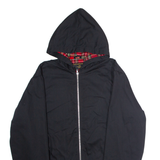 HOODED KING GEORGE Mens Lined Jacket Black Twill Hooded XL