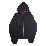 HOODED KING GEORGE Mens Lined Jacket Black Twill Hooded XL