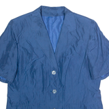 Womens Blazer Jacket Blue Silk XL