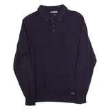 LAMBRETTA Mens Polo Shirt Blue Long Sleeve M