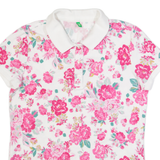 BENETTON Womens Polo Shirt White Floral M