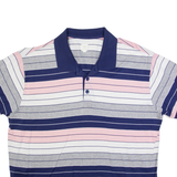 ADIDAS Mens Polo Shirt Blue Striped L
