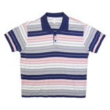 ADIDAS Mens Polo Shirt Blue Striped L