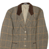 CANADA Womens Blazer Jacket Brown Houndstooth L