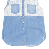 TOMMY HILFIGER Womens Plain Shirt Blue Sleeveless S