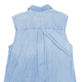 TOMMY HILFIGER Womens Plain Shirt Blue Sleeveless S
