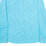 TOMMY HILFIGER Womens Plain Shirt Blue Long Sleeve L
