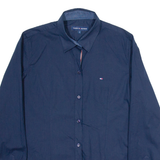 TOMMY HILFIGER Womens Plain Shirt Blue Long Sleeve S