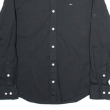 TOMMY HILFIGER Mens Plain Shirt Black Long Sleeve M
