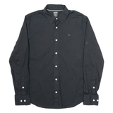 TOMMY HILFIGER Mens Plain Shirt Black Long Sleeve M