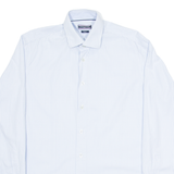 TOMMY HILFIGER Fitted Mens Shirt Blue Striped Long Sleeve M