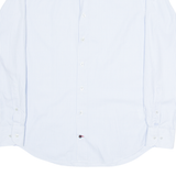 TOMMY HILFIGER Fitted Mens Shirt Blue Striped Long Sleeve M