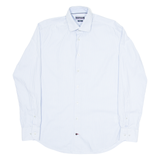 TOMMY HILFIGER Fitted Mens Shirt Blue Striped Long Sleeve M