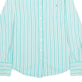 TOMMY HILFIGER Womens Shirt Green Striped Long Sleeve XS