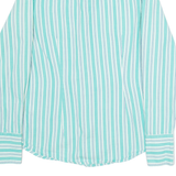 TOMMY HILFIGER Womens Shirt Green Striped Long Sleeve XS