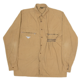 LETS GO Mens Plain Shirt Brown Long Sleeve M