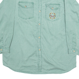 TEXTAR Mens Plain Shirt Green Long Sleeve M