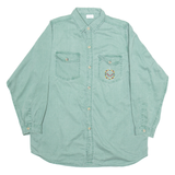 TEXTAR Mens Plain Shirt Green Long Sleeve M