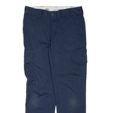 DICKIES Cargo Mens Trousers Blue Slim Straight W32 L30
