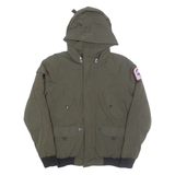 HELVETICA Mens Rain Jacket Green Hooded XS