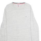 HILFIGER DENIM Mens Jumper Grey Crew Neck Tight Knit L