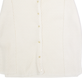 Womens Cardigan White Crew Neck Open Knit M