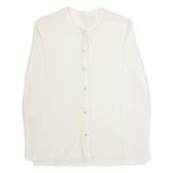 Womens Cardigan White Crew Neck Open Knit M