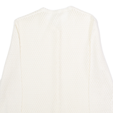 Womens Cardigan White Crew Neck Open Knit M