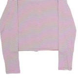 LEVI'S Womens Patterned Cardigan Maroon Striped V-Neck Tight Knit S