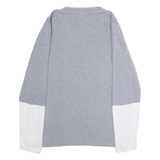 TOMMY HILFIGER Womens Patterned Jumper Grey Colourblock Crew Neck Tight Knit L