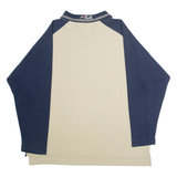 FILA Mens Patterned Jumper Cream Colourblock Collared 90s Tight Knit XL
