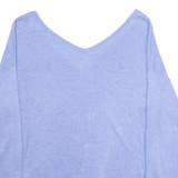 ESPRIT Womens Jumper Blue V-Neck Tight Knit 3/4 Sleeve M