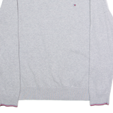 TOMMY HILFIGER Womens Jumper Grey Crew Neck Tight Knit M