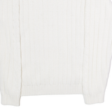 BRITISH COLONY Womens Jumper White Crew Neck 80s Cable Knit L