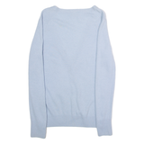 LACOSTE Womens Cardigan Blue V-Neck Tight Knit Wool UK 10