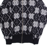 PRO FEEL Mens Patterned Cardigan Black High Neck 80s Tight Knit XL