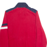 TOMMY HILFIGER Mens Jumper Red Colourblock High Neck Tight Knit L