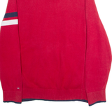 TOMMY HILFIGER Mens Jumper Red Colourblock High Neck Tight Knit L