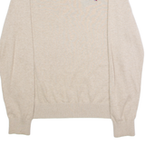 TOMMY HILFIGER Mens Jumper Beige V-Neck Tight Knit M