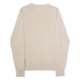 TOMMY HILFIGER Mens Jumper Beige V-Neck Tight Knit M