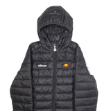 ELLESSE Womens Puffer Jacket Black Hooded UK 8
