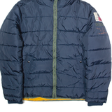 DESIGUAL Mens Puffer Jacket Blue Hooded 2XL