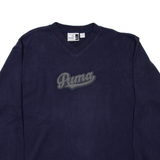 PUMA Oversized Womens Sweatshirt Blue V-Neck L