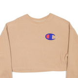 CHAMPION REVERSE WEAVE Warm Up Cropped Womens Sweatshirt Beige XS