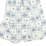 Button Down Womens A-Line Skirt White Knee Length Floral M