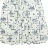 Button Down Womens A-Line Skirt White Knee Length Floral M