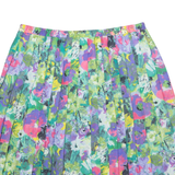 GUSCHI Pleated Womens A-Line Skirt Blue Short Floral L