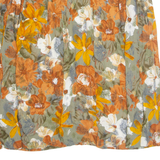 Womens A-Line Skirt Brown Knee Length Viscose Floral L